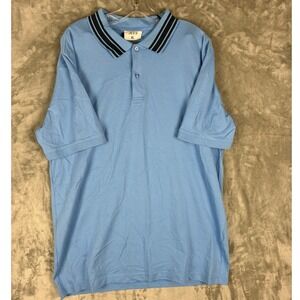 JEFF Mens XL Light Blue Striped Collar Short Sleeve Pique‎ Polo Shirt NWT